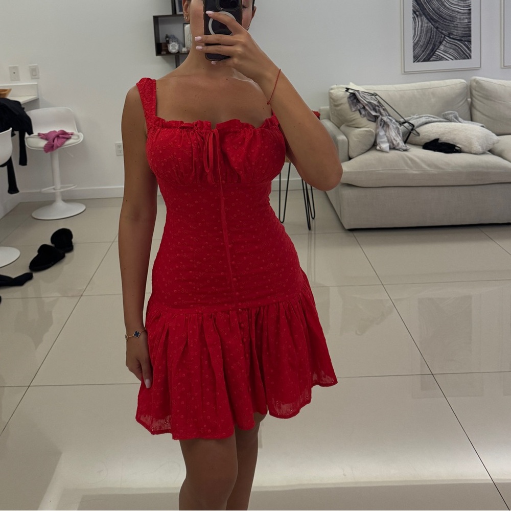 Red poplin dress